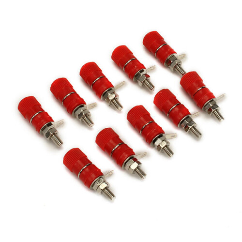 (Red) AV 4mm Wiring Terminal Block Wire Adapter Connectors 10pcs 2