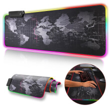 (RGB World Map, 40x90 cm) RGB LED Backlit Gaming Mouse Keyboard Pad