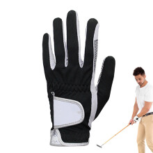 Mens Golf Gloves - Adjustable Breathable Soft Mittens for Left or Right Handers, Black, Comfortable Fit for Golfers