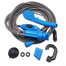 Portable DC12V Shower Water Pump with 5m Long Cable and 2m Flexible Hose in Blue for Easy Setup and Outdoor Use