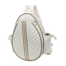 Tennis Bag Racket Cover Waterproof Large Capacity Backpack for Badminton Outdoor Sports - White and Brown