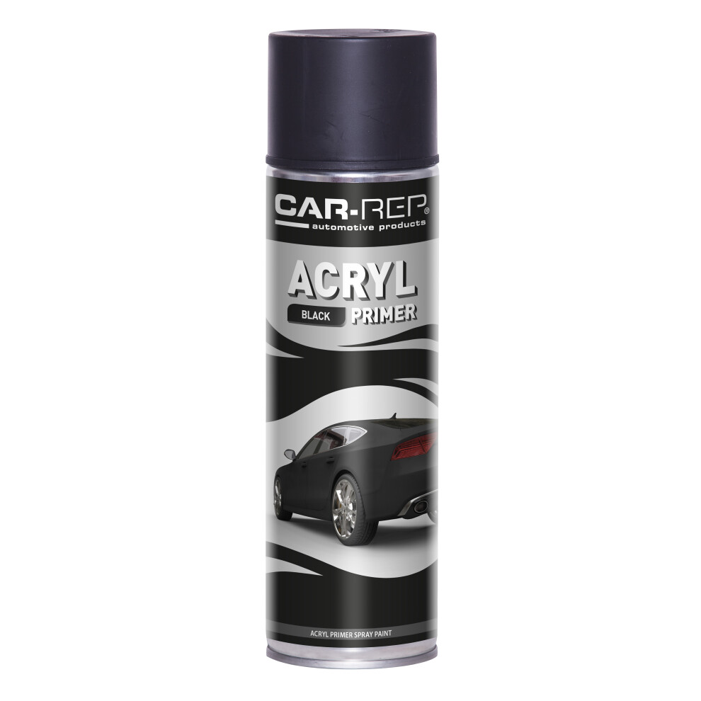 Car-Rep Black Acrylic Primer Spray Paint Fast Drying Superior Adhesion