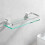 Aluminum Bathroom Glass Shelf Tempered Glass Rectangle 1 Layer Extra Thick Silver Sandblasted Wall Mount 1