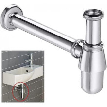 Cloakroom Wash Basin Chrome Brass Deodorant Bottle Trap Bathroom Wash Sink Tap Waste Pipe Round Adjustable Outlet Modern Design Drain (1 1/4)