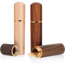 3pack  Portable Wood Waterproof Mini Toothpick Case ,for Storage Toothpick Needle Pill Bead Ear Pick Cotton Swab and Other Small Object