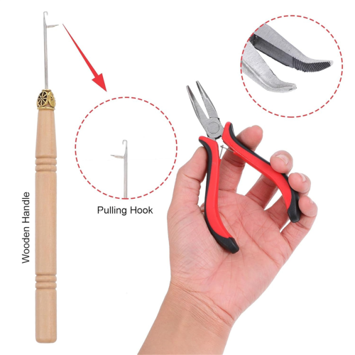 Hair Extensions Tools Kit,Silicone Beads,Plier,Roll Sewing Thread 2