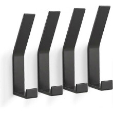 4 PCs Coat Hooks, Wall Mounted Coat Rack (Invisible Screws!), Modern Coat Hook for Jackets, Coats, Clothes, Scarves, Handbags and More (Black)
