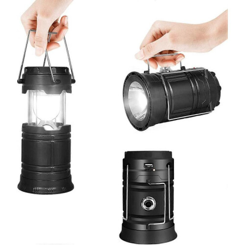 LED Solar Camping Lantern Flashlights -USB Rechargeable,2 Power Modes 1