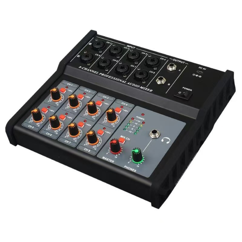 8-kanals lydmixer stereo til optagelse af DJ-lyd EU-stik sort