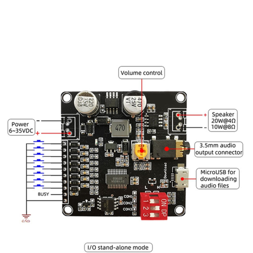 12V/24V Trigger Serial Port Control 10W/20W Voice Playback Module,B 2