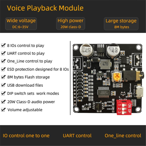 12V/24V Trigger Serial Port Control 10W/20W Voice Playback Module,B 1
