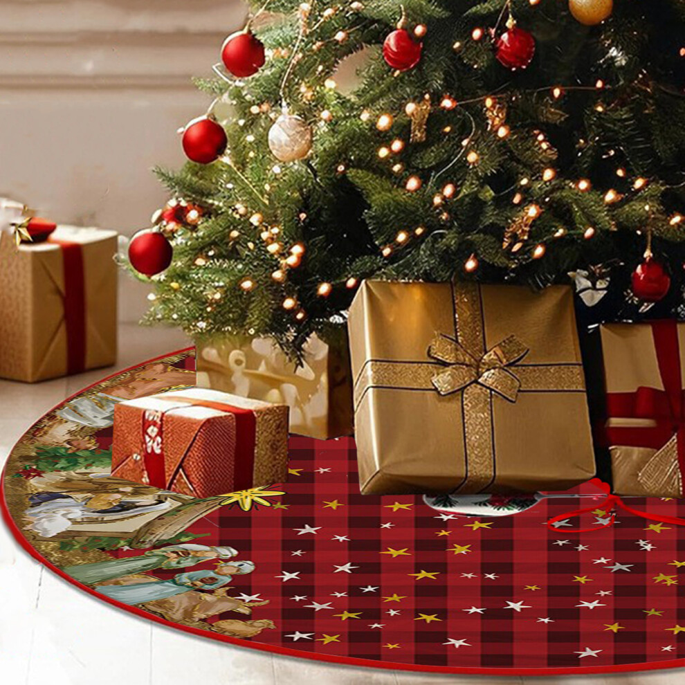 (Multicolor) Christmas Tree Skirt Holiday Party Scene Decoration Tree Bottom Apron-image-OPC-PJTFK8X-NEW