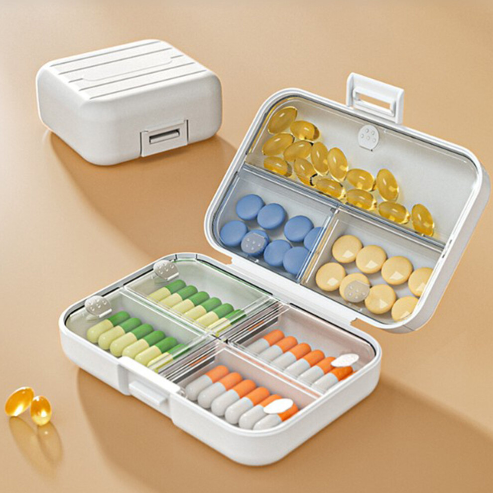 (White) Independently Divided Portable Medicines Box Medicines Packaging Storage Box Pills Sealing Box A Week Or Three Meals A Day Portable Medicines