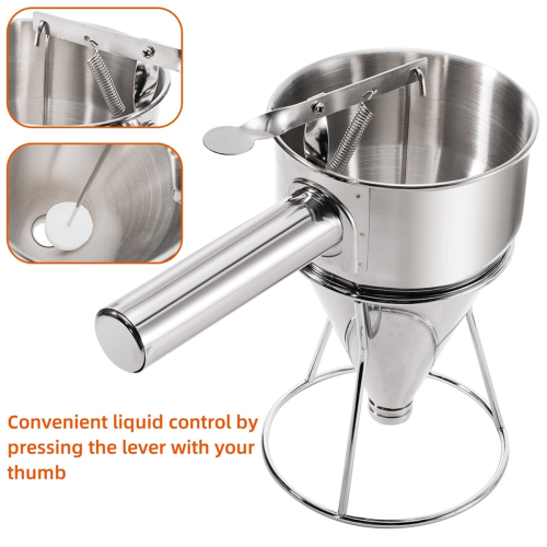Rustfrit stål pandekagedej dispenser, tragt kage dispenser maker 2