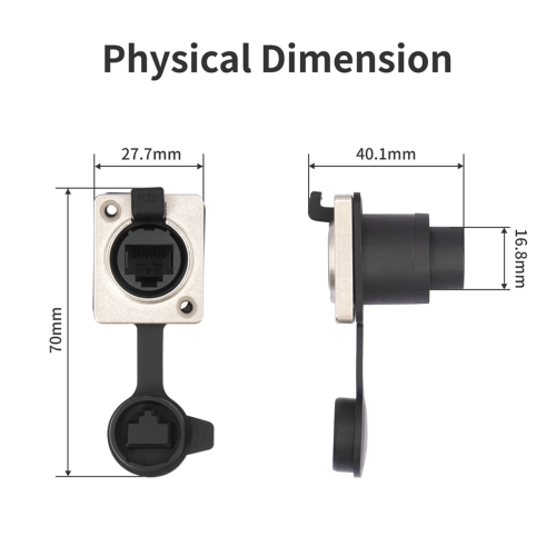 RJ45 Waterproof Network Connector Panel Mount Socket 180 Degree 2