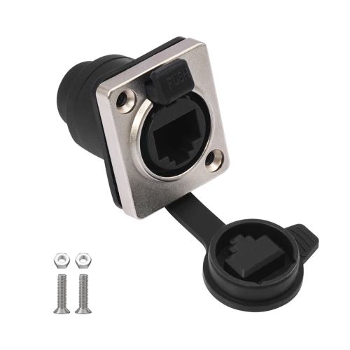 RJ45 Waterproof Network Connector Panel Mount Socket 180 Degree