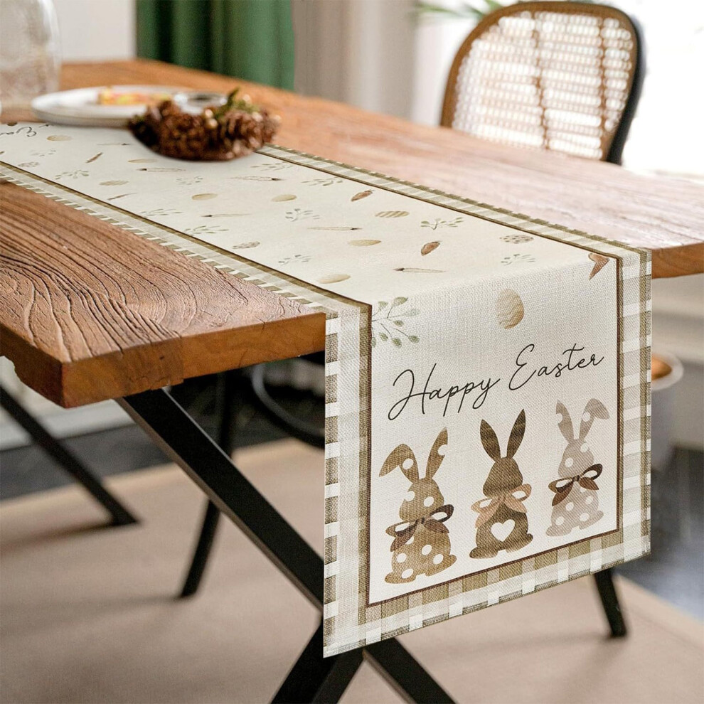 (Yellow) Cute Rabbits  Radish  Eggs Themed Tablecloth  Linen Printed Table Flag  Easter Restaurant Decoration 4 Sizes Available-image-OPC-PJTFMJC-NEW