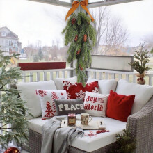 (Brown) Christmas Wreath Upside Down Tree 70cm/27.6 Inches Christmas Rattan Indoor Hanging Scene Arrangement Wall Decoration Christmas Decorations