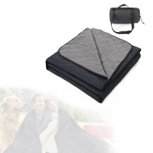 Waterproof Warm Blanket Large Foldable Outdoor Picnic Mat Stadium Blanket for Camping Travel Black 1 Piece