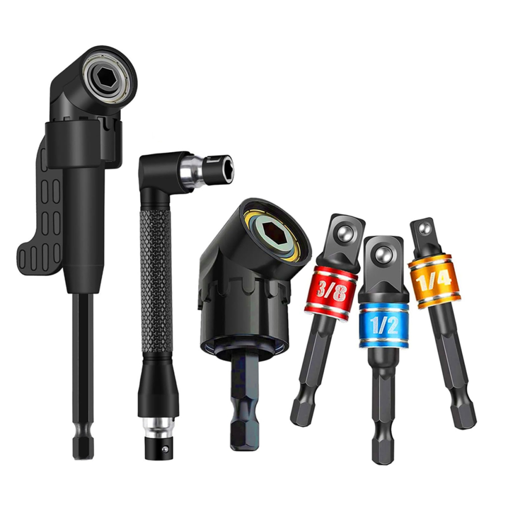 6Pcs Right Angle Drill Attachment Set With Hex Socket 105 Adapters 4713963562299