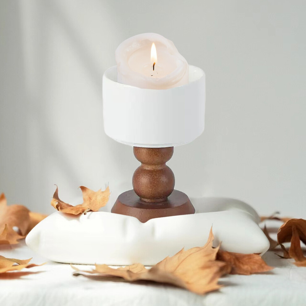 (Brown) Tall Cup Candle Stand Aromatherapy Table Dessert Bowl Pudding Cup Household Wooden Candlelight Dinner Decoration-image-OPC-PJTFQS9-NEW