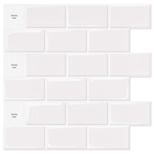 Pack of 10 Pieces,White Subway Self Adhesive Tiles,Adhesive Backsplash Kitchen Bathroom,3d Brick Vinyl Adhesive Paper,30x30cm