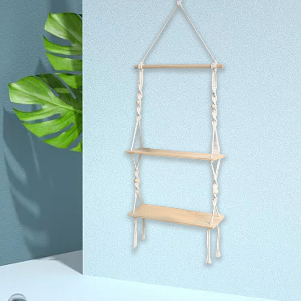 (Beige) Woven Hanger Plant Hanger Shelf Floating Plant Shelf Indoor Planter Shelf Floating Shelf For Plants Flowerpot Stands Plant Display Rack Wood S 7362803431546