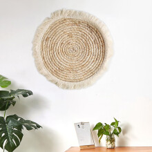 (C) Grass Woven Wall Decoration Pendant Living Room Decoration Rattan Woven Circular Wall Hanging Decoration