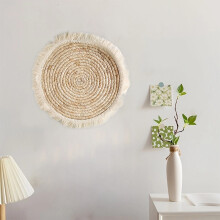 (B) Grass Woven Wall Decoration Pendant Living Room Decoration Rattan Woven Circular Wall Hanging Decoration