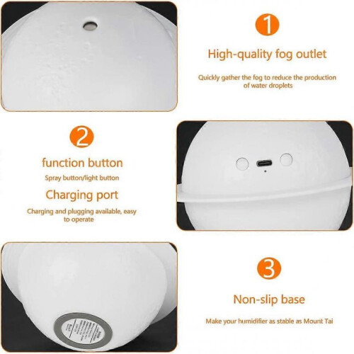 Air Humidifier,200ml Mini Ultrasonic Humidifier with 3 Light Modes,Automatic Humidity Control,USB Quiet 2