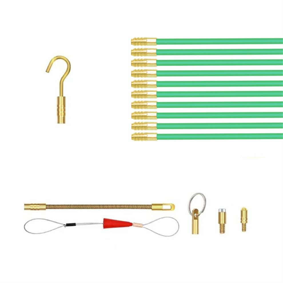 Fiberglass Fish Tape Cable Rods,Electrical Wire Running Pull/Push Kit 4713963529124