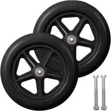 8 Inch Front Caster,2pcs Wheelchair Replacement Wheels,Non-Slip Solid Tire,190mm Gray in BlackBlack