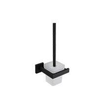 Toilet Brush Holder and Glass Holder Wall Mounted in 304 Stainless Steel Black Satin Finish( Brush Included)