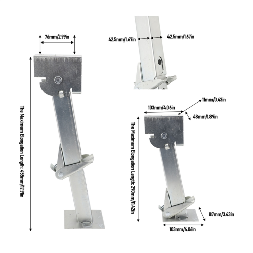 Trailer Swing Down Stabilizer Jack 290 to 455mm Adjustable 1