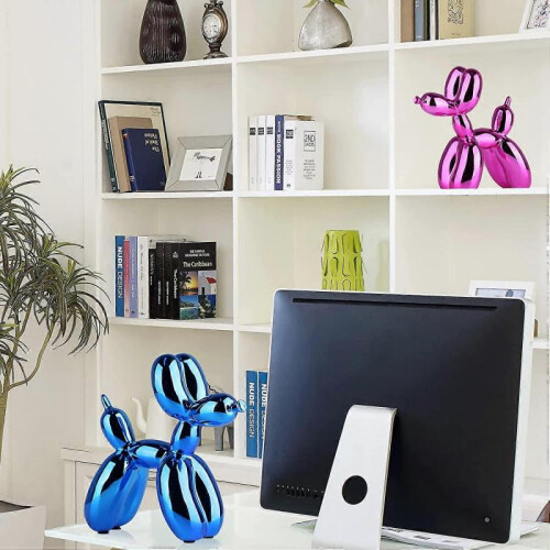 Shiny Electroplating Balloon Dog Statue (Blue,3.9*3.9*1.6in) 1