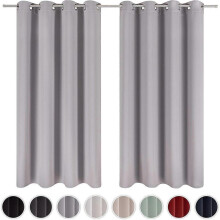 Set of 2 blackout curtains 140x175 cm - gray double blackout curtains - blackout curtains with perforations-curtains
