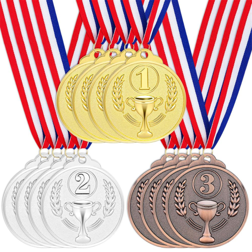 12 stk. prismedaljer guld sølv bronze vindermedaljer