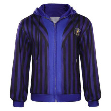 (M, male) Wednesday Addams Xavier Thorpe Cosplay Hoodie Costume Men Black Blue Striped Hooded Coat Outfits Halloween Carnival Sweatshirt 2025
