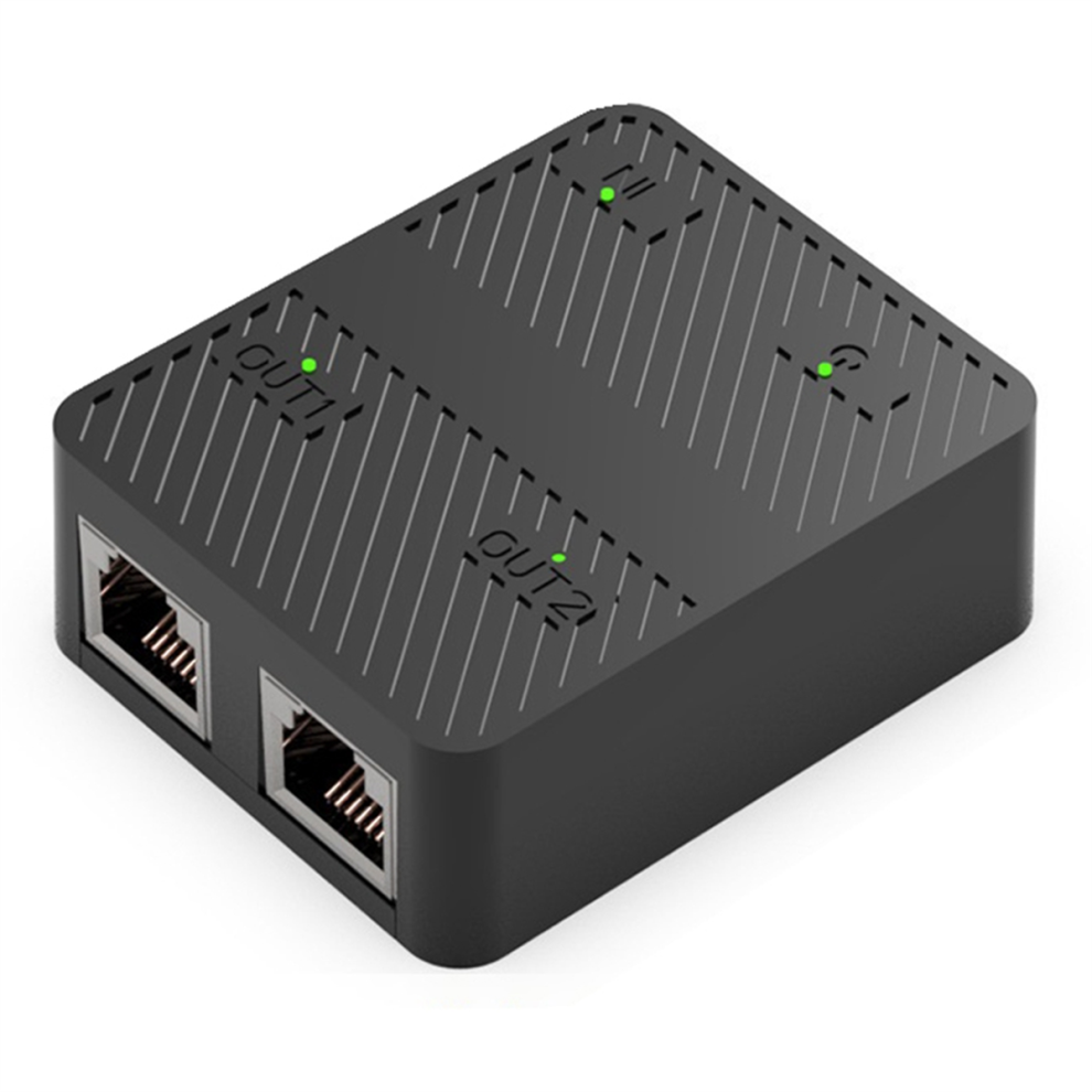 Rj45 Ethernet Cable Splitter, One To Two Devices Black 4713387064966