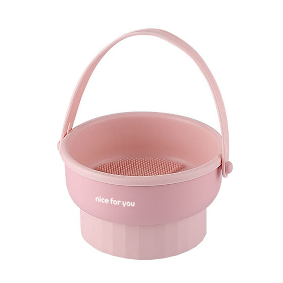 Pink Makeup Brush Cleaner Mat Silicone Makeup Brush Cleaning Bowl,