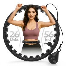 Weighted Hula Hoop 56 Inches with 26 Links for Adults Weight Loss Plus Size Smart Exercise Equipment Black