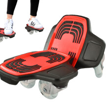 Split Skateboard for Kids, Portable Red Skate Deck with High Rebound PU Wheels, Cool Outdoor Sliding Scooter