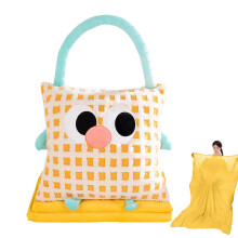 Travel Blanket and Pillow Set, 2-in-1 Thickened Cushion Blanket for Car, Office, Sofa - Foldable Yellow Air Conditioning Blanket