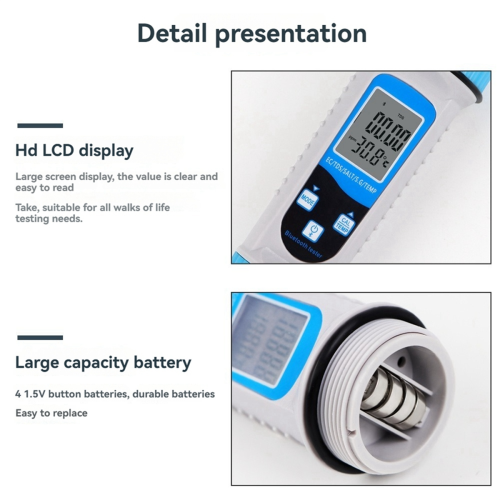 5-i-1 Bluetooth vandkvalitetstester TDS, pH, saltindhold, temperatur 1