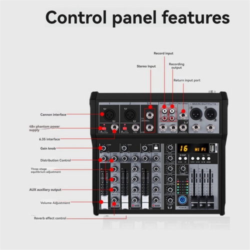 4 Channel Bluetooth Audio Mixer for Studio Stage DJ Home EU Plug 1