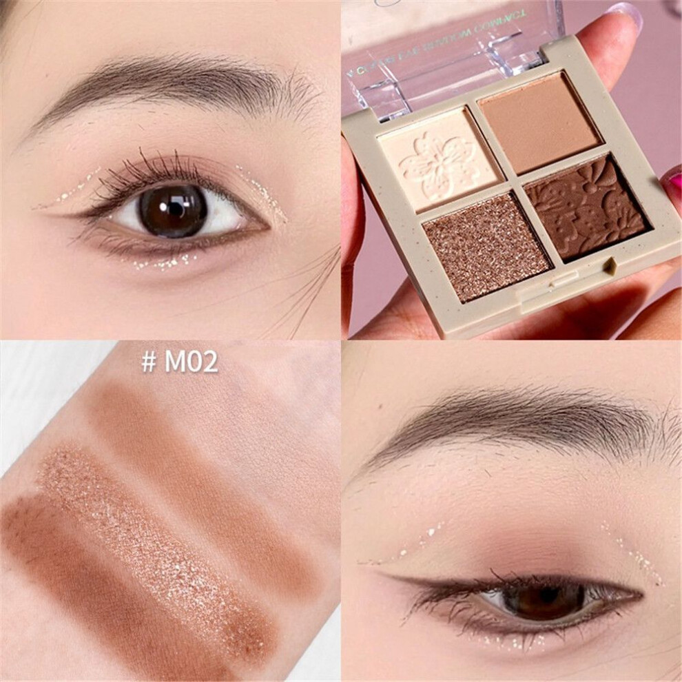 (color02) Four-color Eyeshadow Pearlescent Matte Fine Flash Earth Color Milk Tea-image-OPC-PJTGQVT-NEW