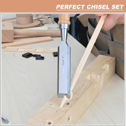 4pcs Wood Chisel Set with Cap, Beech High Impact Handle 1