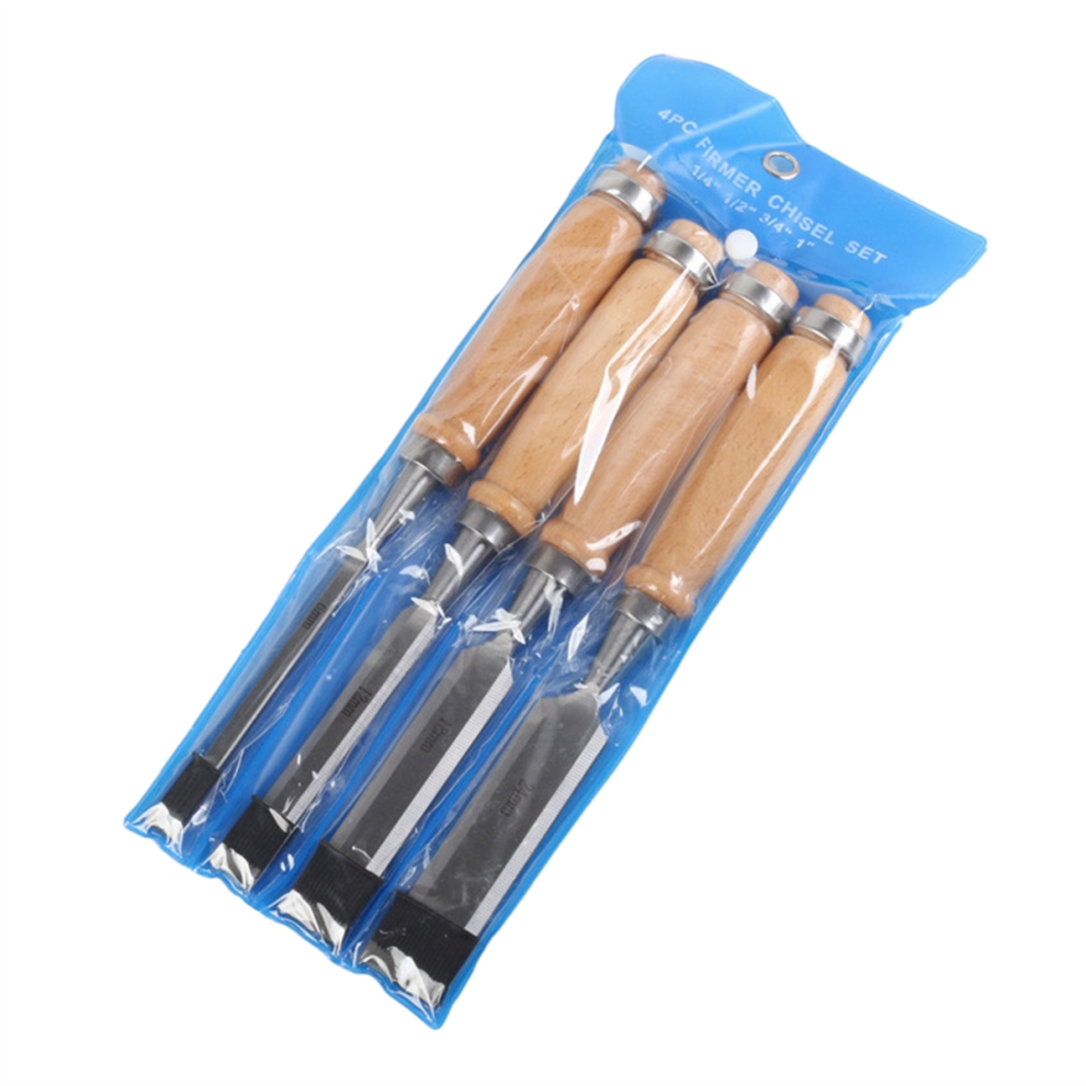 4Pcs Wood Chisel Set With Cap, Beech High Impact Handle 4713387018181
