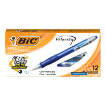 BIC VLG11-BLUE Bolígrafo Retráctil Velocity, Recargable, Punta Media (1.0 mm), Azul, 12 Unidades