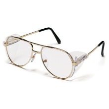 Pyramex Pathfinder Aviator skyddsglasgon med guldbge och genomskinlig lins